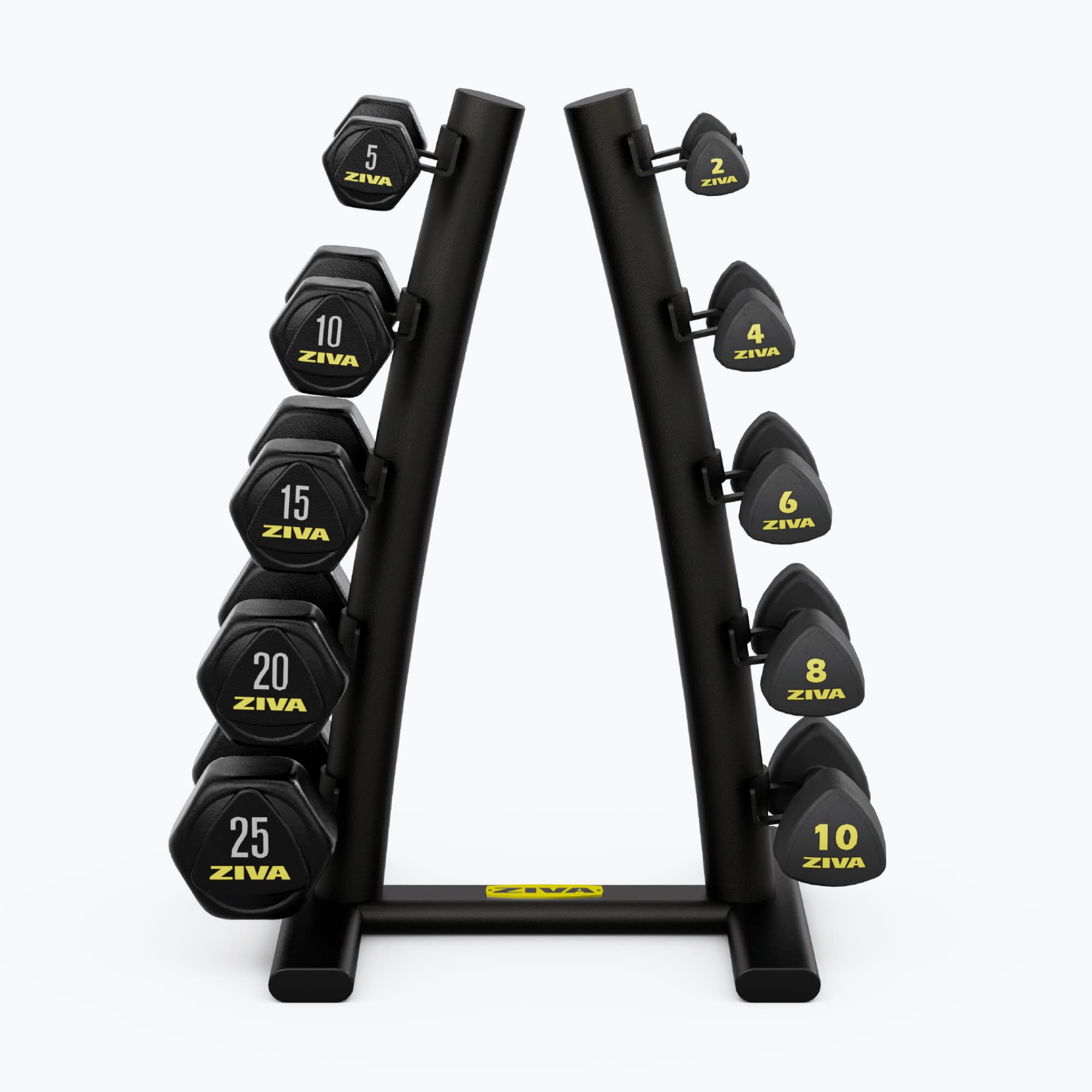 ZIVA 5-PAIR HEXAGON DUMBBELL/TRIBELL RACK